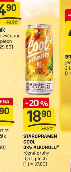 STAROPRAMEN COOL 0% ALKOHOLU různé druhy 0,5l, plech