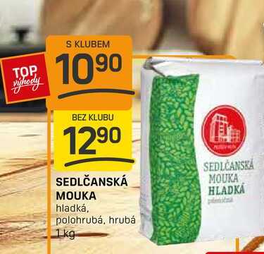SEDLČANSKÁ MOUKA hladká, polohrubá, hrubá 1 kg 