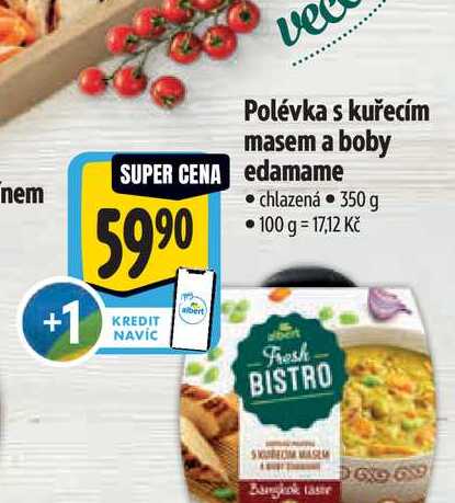  Polévka s kuřecím masem a boby edamame 350 g