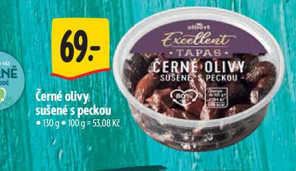Černé olivy sušené s peckou 130 g