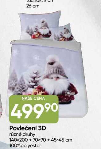 Povlečení 3D různé druhy 140×200+ 70×90 + 45x45 cm 100%polyester