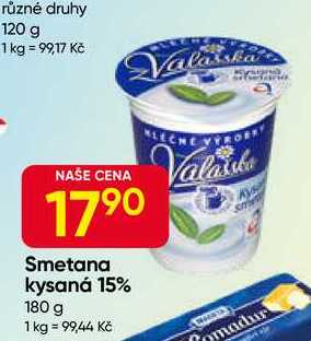 Smetana z Valašska kysaná 15% 180 g
