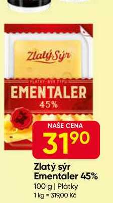 Zlatý Sýr Eidam 45% plátky 100g