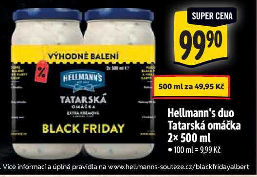 Hellmann's duo Tatarská omáčka, 2x 500 ml