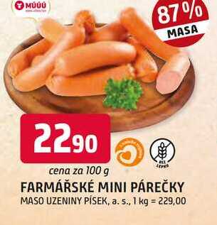 FARMÁŘSKÉ MINI PÁREČKY 100g