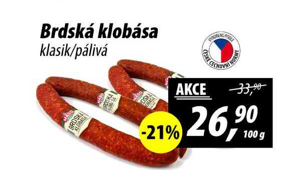 Brdská klobása klasik/pálivá, 100 g 