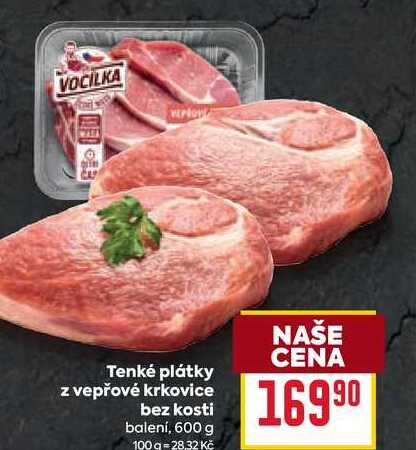 Tenké plátky z vepřové krkovice bez kosti balení, 600 g