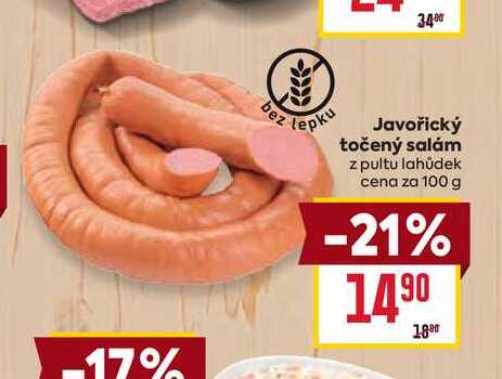 Javořický točený salám z pultu lahůdek cena za 100 g