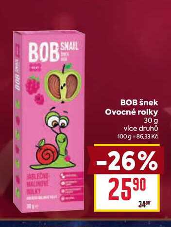BOB šnek Ovocné rolky 30 g