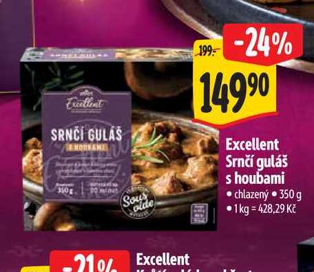  Excellent Srnčí guláš s houbami  350 g