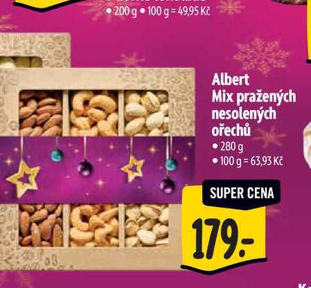 Albert Mix pražených nesolených ořechů 280 g