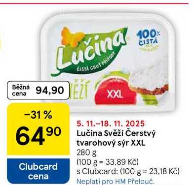 Lučina Svěží Čerstvý tvarohový sýr XXL, 280 g