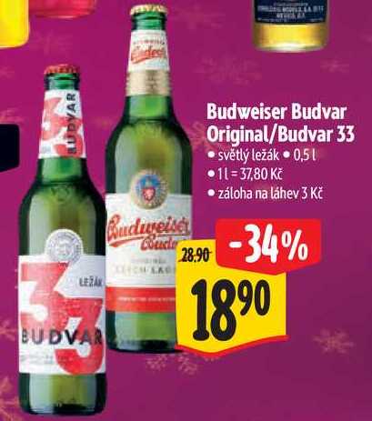  Budweiser Budvar Original/Budvar 33  0,5 l