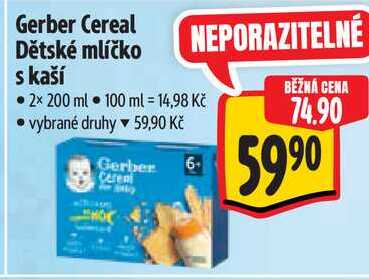 Gerber Cereal Dětské mlíčko s kaší, 2x 200 ml