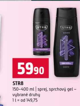 STR8 150-400 ml sprej, sprchový gel vybrané druhy