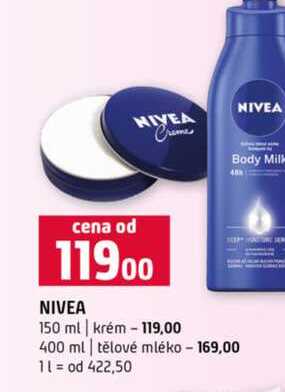 NIVEA 150 ml krém 400 ml tělové mléko 