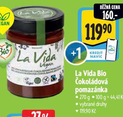La Vida Bio Čokoládová pomazánka, 270 g