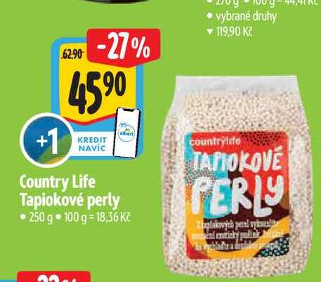 Country Life Tapiokové perly, 250 g 