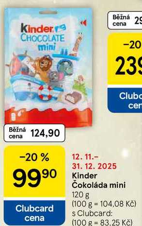 Kinder Čokoláda mini, 120 g 
