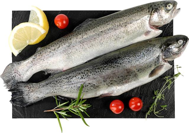 Pstruh (Oncorhynchus mykiss) celý, chlazený, kuchaný