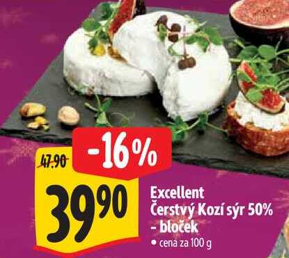 Excellent Čerstvý Kozí sýr 50% - bloček, cena za 100 g