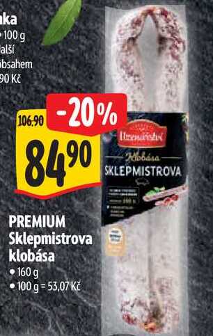 PREMIUM Sklepmistrova klobása, 160 g 