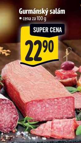 Gurmánský salám, cena za 100 g 