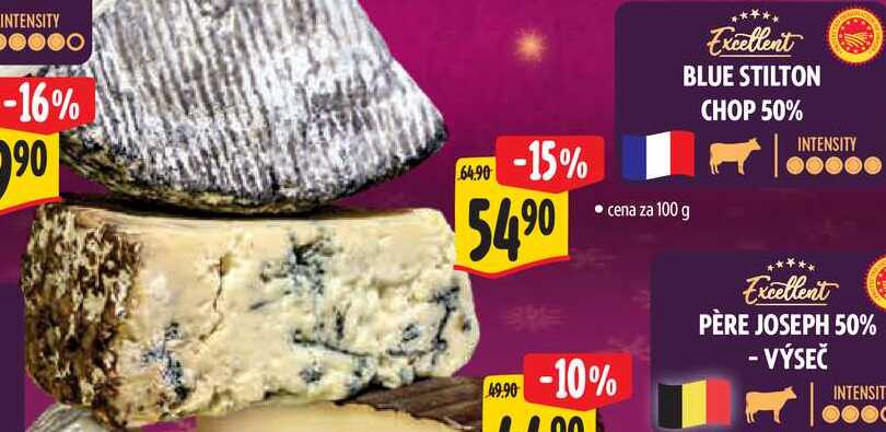 BLUE STILTON CHOP 50%, cena za 100 g