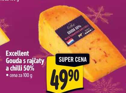 Excellent Gouda s rajčaty a chilli 50%, cena za 100 g