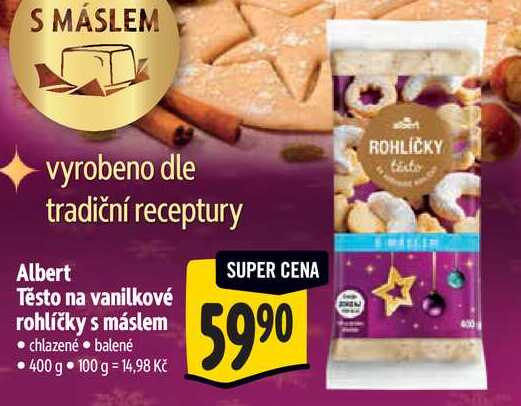 Albert Těsto na vanilkové rohlíčky s máslem, 400 g