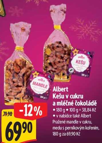 Albert Kešu v cukru a mléčné čokoládě, 180 g