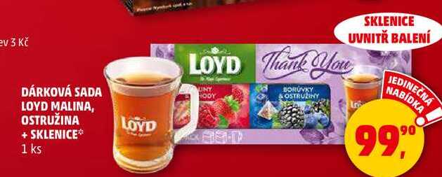 DÁRKOVÁ SADA LOYD MALINA, OSTRUŽINA + SKLENICE, 1 ks