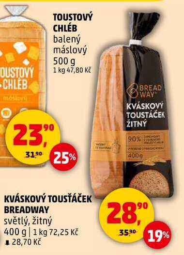 KVÁSKOVÝ TOUSŤÁČEK BREADWAY, 400 g 
