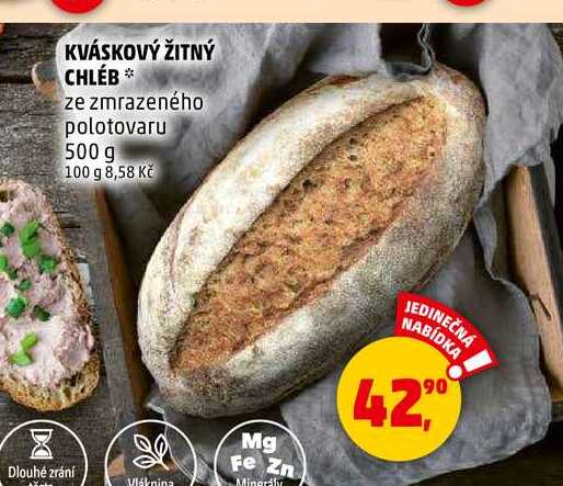 KVÁSKOVÝ ŽITNÝ CHLÉB, 500 g