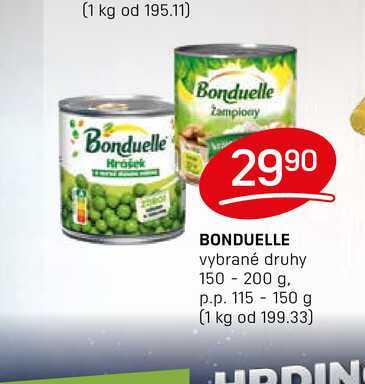 BONDUELLE vybrané druhy 150 - 200 g. p.p. 115 - 150 g