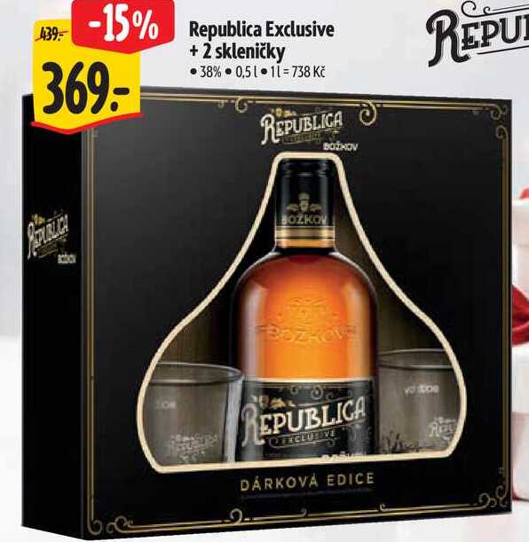 Republica Exclusive + 2 skleničky, 0,5 l