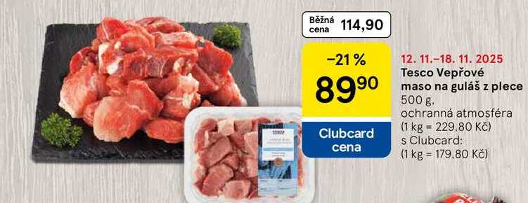 Tesco Vepřové maso na guláš z plece, 500 g 