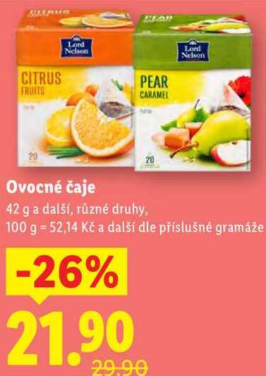 Ovocné čaje, 42 g a další