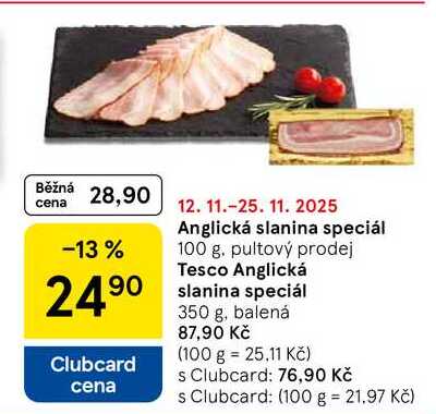 Anglická slanina speciál, 350 g, balená 