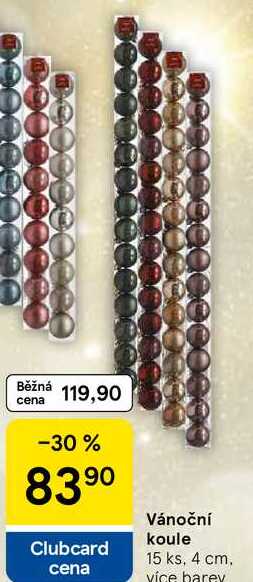 Vánoční koule, 15 ks. 4 cm. více barev 