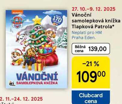 Vánoční samolepková knížka Tlapková Patrola