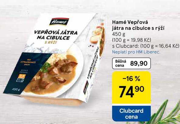Hamé Vepřová játra na cibulce s rýží, 450 g