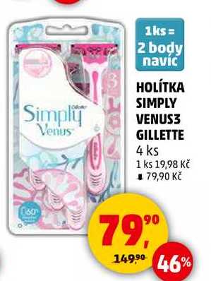 HOLÍTKA SIMPLY VENUS3 GILLETTE, 4 ks 