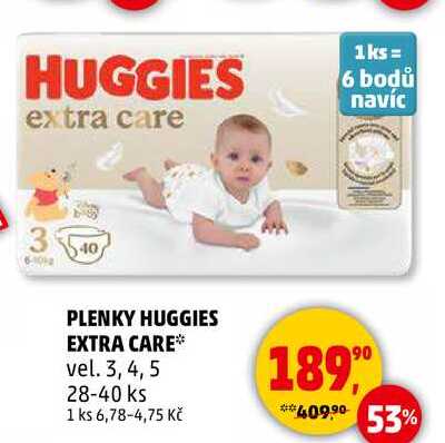 PLENKY HUGGIES EXTRA CARE vel. 3, 4, 5, 28-40 ks