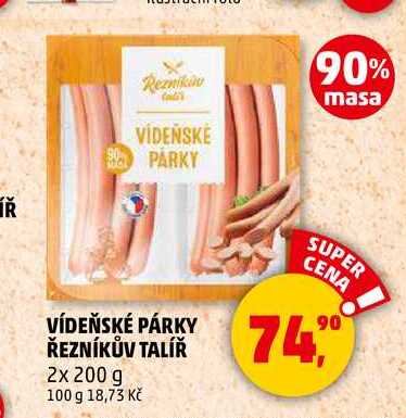 VÍDEŇSKÉ PÁRKY ŘEZNÍKŮV TALÍŘ, 2x 200 g