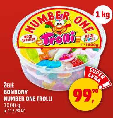 ŽELÉ BONBONY NUMBER ONE TROLLI, 1000 g