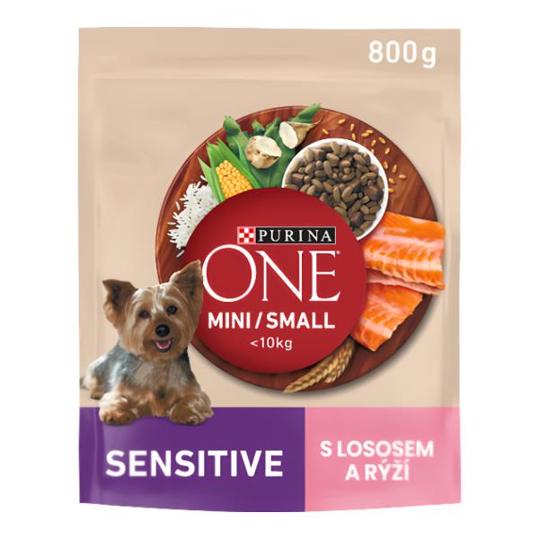 Purina ONE Mini Sensitive granule pro psy, losos