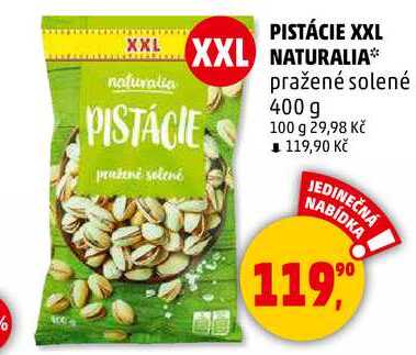 PISTÁCIE XXL NATURALIA pražené solené, 400 g