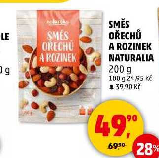 SMĚS OŘECHŮ A ROZINEK NATURALIA, 200 g 