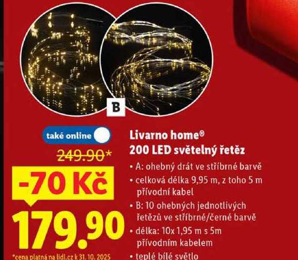 Livarno home 200 LED světelný řetěz